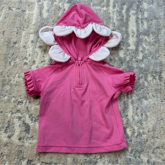 Gymboree Flower Petal Short Sleeve Hooded Beach Swim Shirt Size 12-18 months - Picture 1 of 6